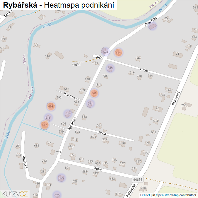 Mapa Rybářská - Firmy v ulici.