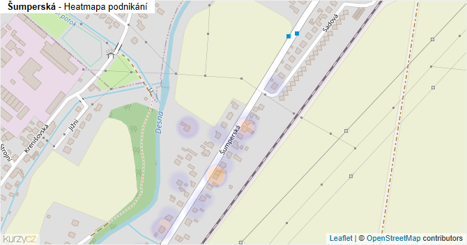 Šumperská - mapa podnikání