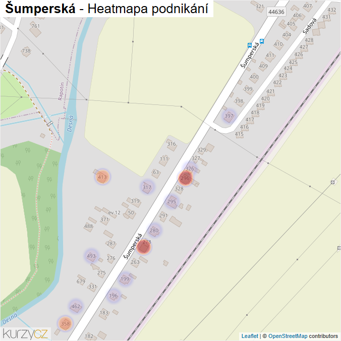 Mapa Šumperská - Firmy v ulici.