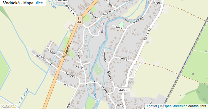 Vodácká - mapa ulice
