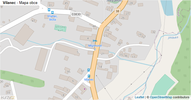 Vílanec - mapa obce