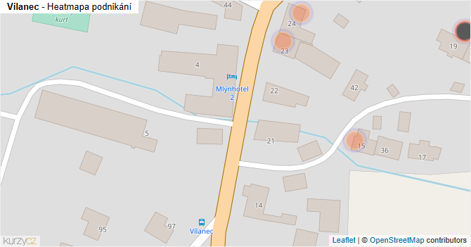Vílanec - mapa podnikání
