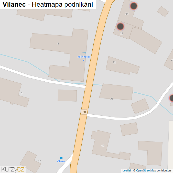 Mapa Vílanec - Firmy v obci.