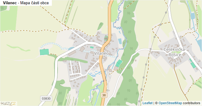 Vílanec - mapa části obce