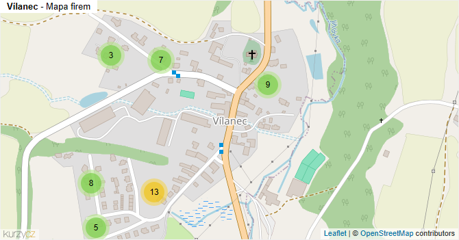 Vílanec - mapa firem