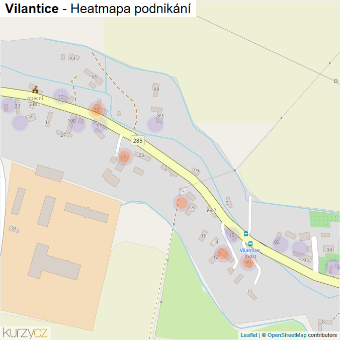 Mapa Vilantice - Firmy v části obce.