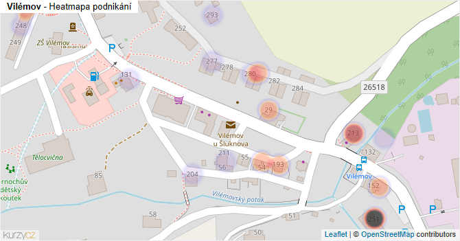 Vilémov - mapa podnikání