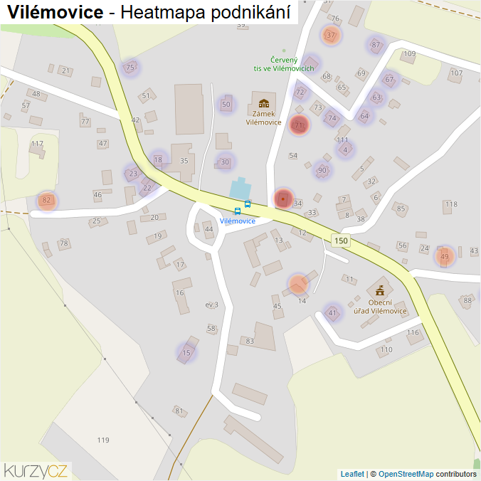 Mapa Vilémovice - Firmy v části obce.