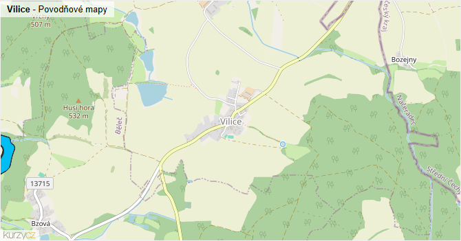 Vilice - záplavové mapy stoleté vody