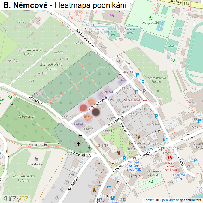 Mapa B. Němcové - Firmy v ulici.