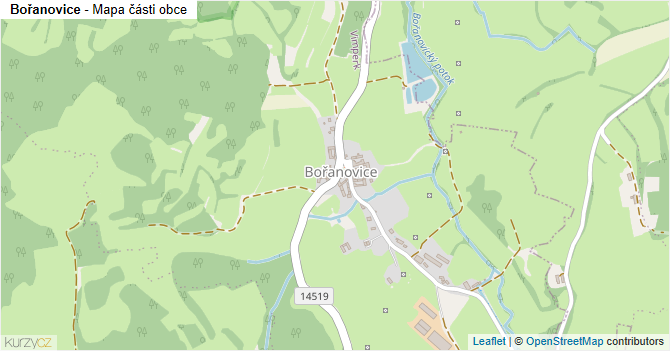 Bořanovice - mapa části obce
