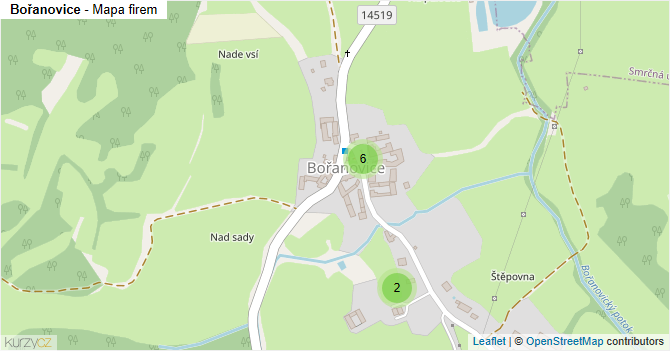 Bořanovice - mapa firem