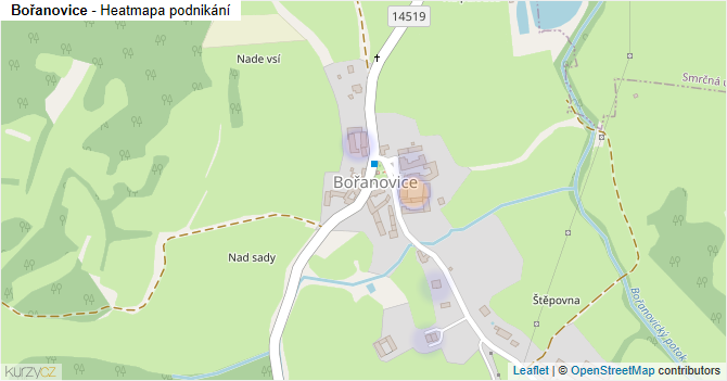 Bořanovice - mapa podnikání