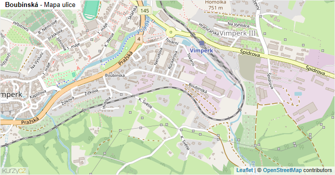 Boubínská - mapa ulice