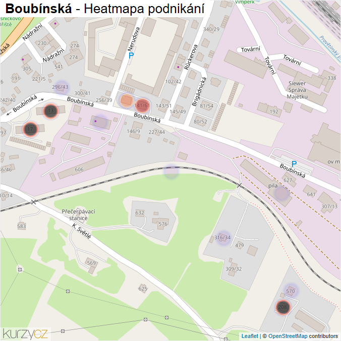 Mapa Boubínská - Firmy v ulici.