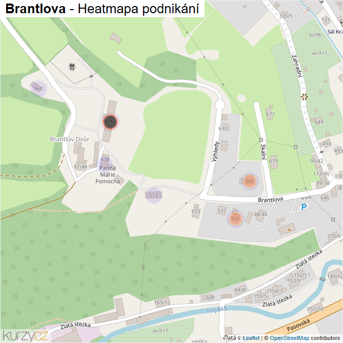 Mapa Brantlova - Firmy v ulici.