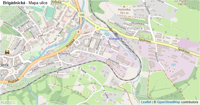 Brigádnická - mapa ulice