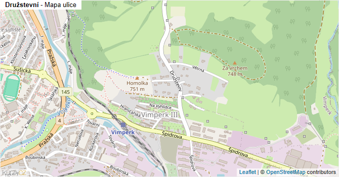 Družstevní - mapa ulice