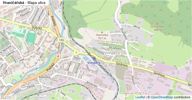 Hraničářská - mapa ulice