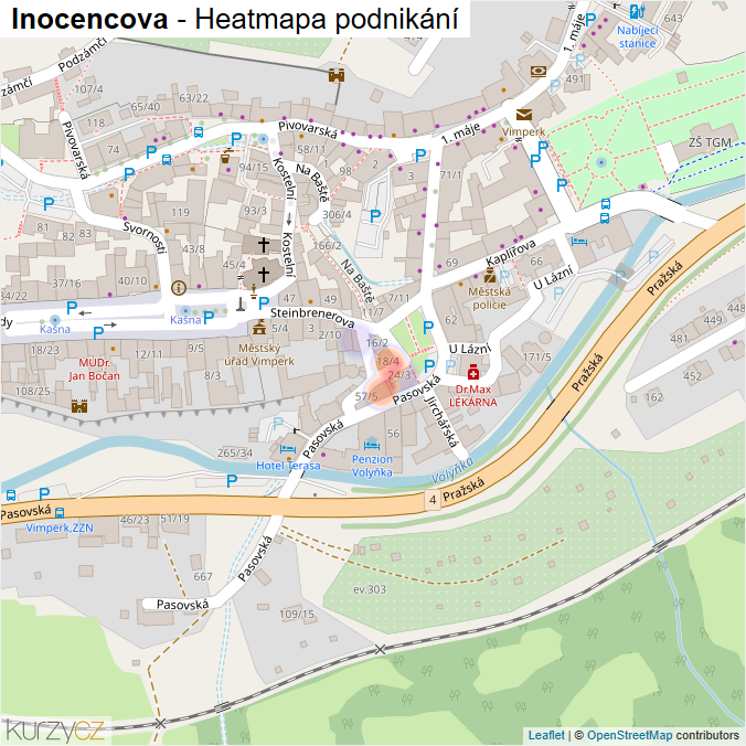 Mapa Inocencova - Firmy v ulici.