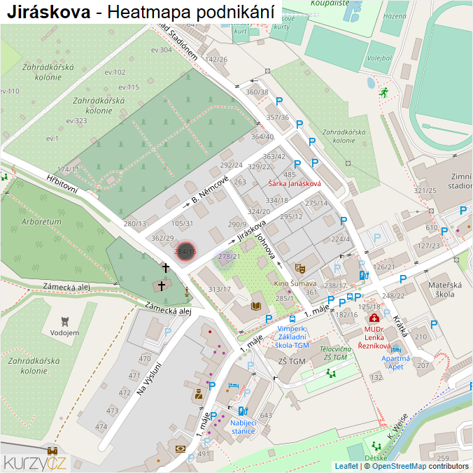 Mapa Jiráskova - Firmy v ulici.