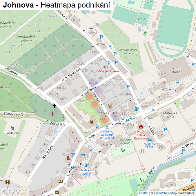 Mapa Johnova - Firmy v ulici.