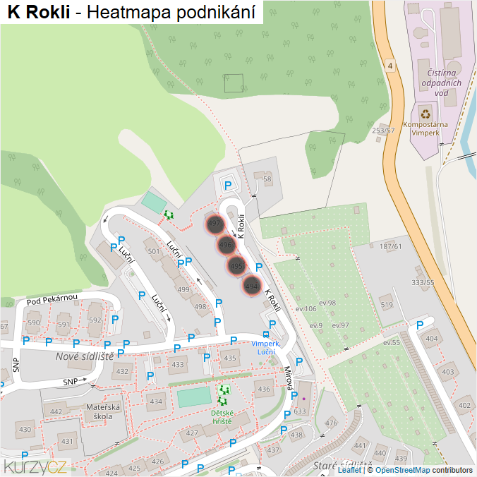 Mapa K Rokli - Firmy v ulici.