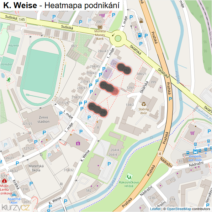 Mapa K. Weise - Firmy v ulici.