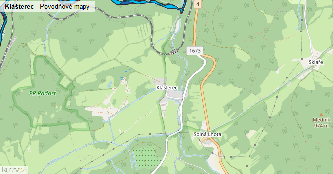 Klášterec - záplavové mapy stoleté vody