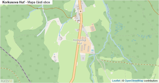 Korkusova Huť - mapa části obce