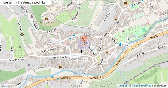 Kostelní - mapa podnikání