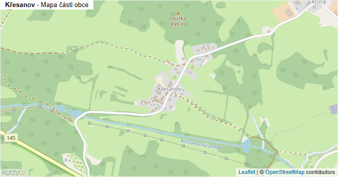 Křesanov - mapa části obce