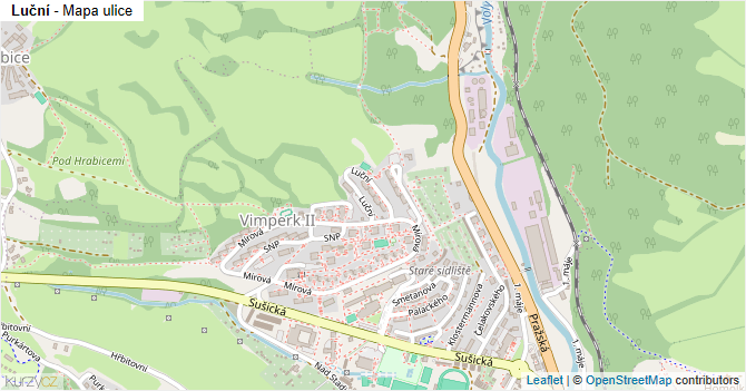 Luční - mapa ulice