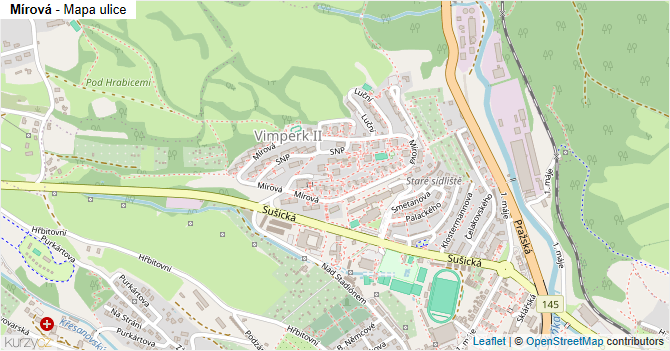 Mírová - mapa ulice