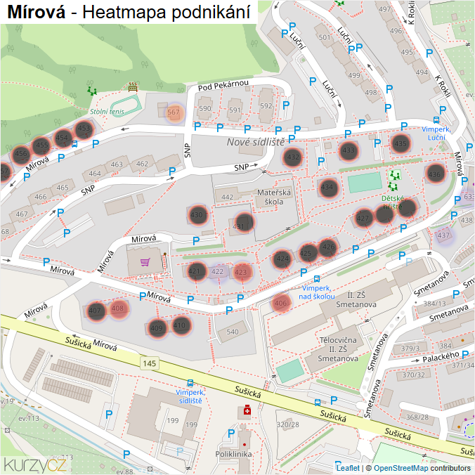 Mapa Mírová - Firmy v ulici.