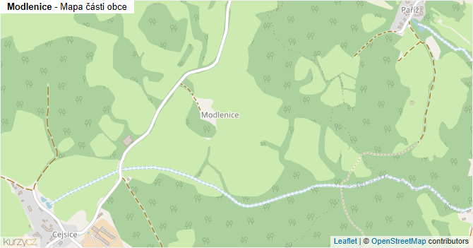 Modlenice - mapa části obce