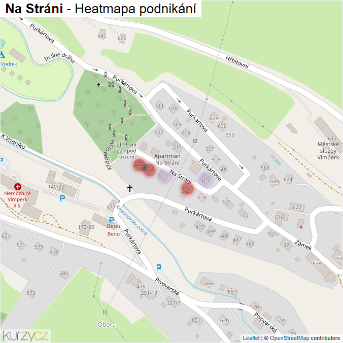 Mapa Na Stráni - Firmy v ulici.