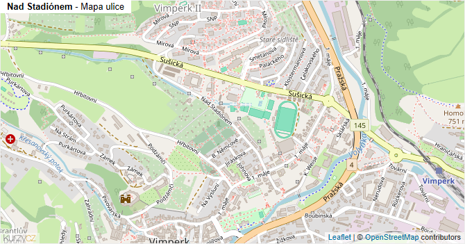 Nad Stadiónem - mapa ulice