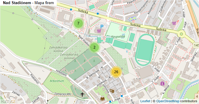Nad Stadiónem - mapa firem