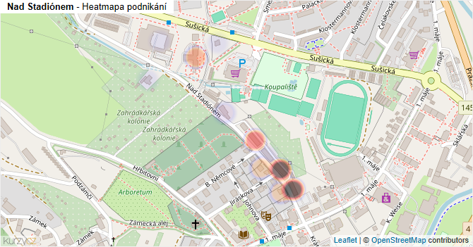 Nad Stadiónem - mapa podnikání