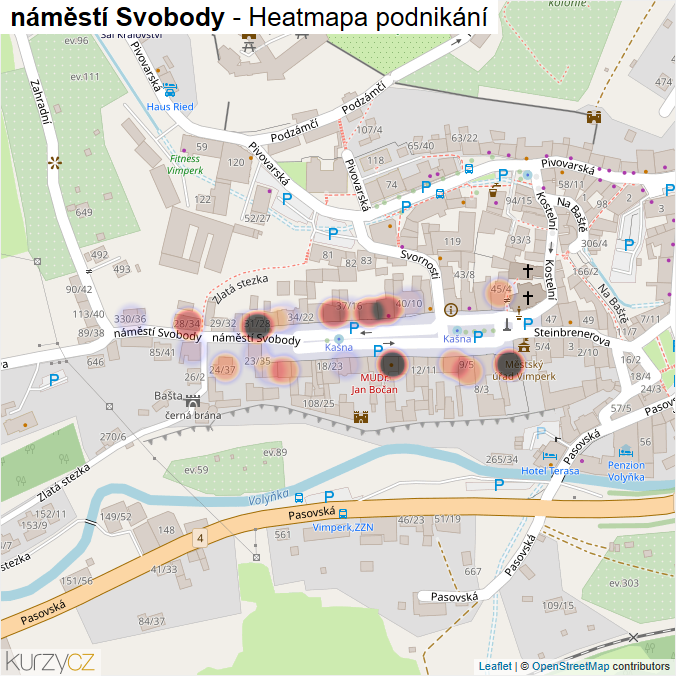 Mapa náměstí Svobody - Firmy v ulici.