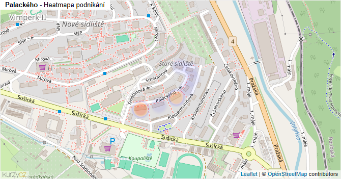 Palackého - mapa podnikání