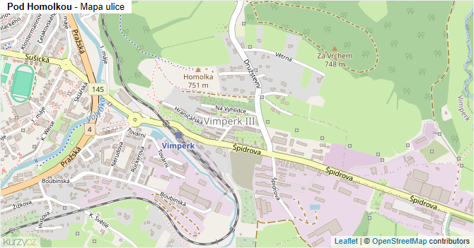 Pod Homolkou - mapa ulice