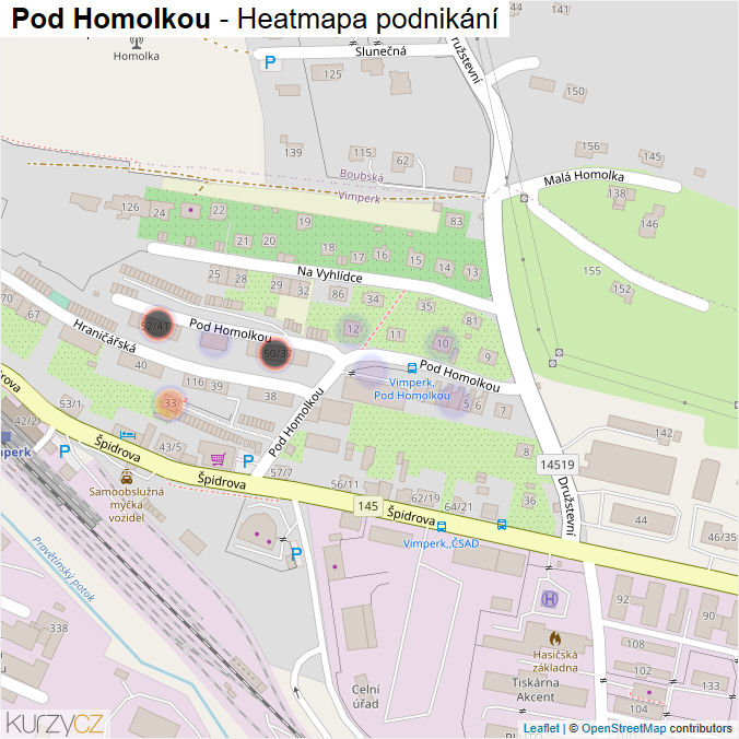 Mapa Pod Homolkou - Firmy v ulici.