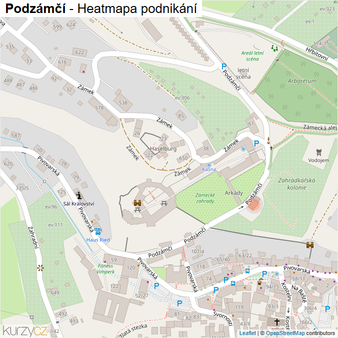 Mapa Podzámčí - Firmy v ulici.