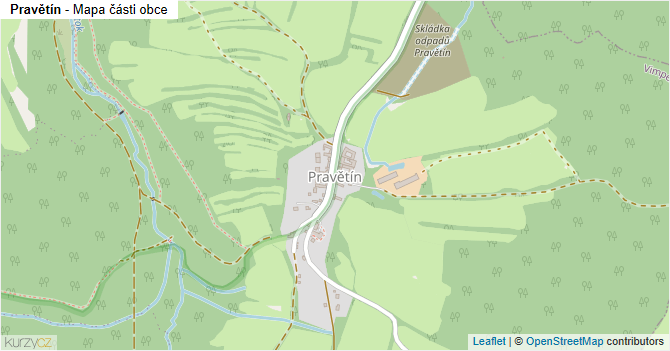 Pravětín - mapa části obce