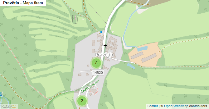 Pravětín - mapa firem