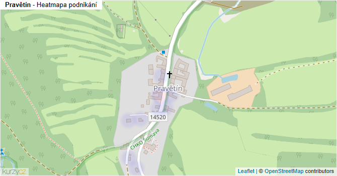 Pravětín - mapa podnikání