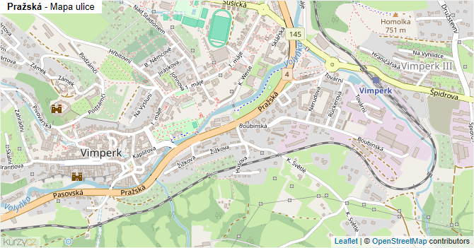 Pražská - mapa ulice