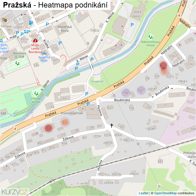 Mapa Pražská - Firmy v ulici.